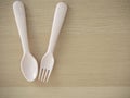 Plastic spoon and fork, bright color Royalty Free Stock Photo