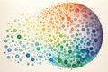 Multicolor spots, circular watercolor abstract background, circular shape, Generative AI