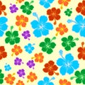 Hibiscus Exotic Colorful Seamless Pattern Vector Graphic Art Royalty Free Stock Photo