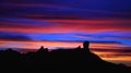 Multicolor sunset on natural park Roque Nublo, Gran canaria island Royalty Free Stock Photo