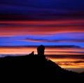 Awesome multicolor sunset on Roque Nublo, Gran canaria island Royalty Free Stock Photo