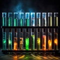 multicolor test tubes with liquid, science laboratory test tubes, lab equipment for research new medical. Royalty Free Stock Photo