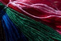 Multicolor threads for embroidery , muline. Color background. Royalty Free Stock Photo