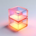 Multicolor Transparent Glass Cube With Depth Of Layers - Minimalist Sculpture