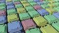 Multicolor trash containers. 3D rendering
