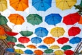 Multicolor umbrellas in the sky