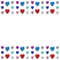 Multicolor Valentines day background red romantic hearts border frame Royalty Free Stock Photo