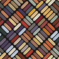 Embroidered seamless geometric pattern. Multicolor vector illustration. Royalty Free Stock Photo