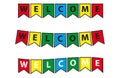 Multicolor welcome banners on a white background