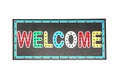 Multicolor welcome light blub sign isolated on white background