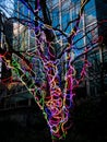 Multicolor wired neon tree in London