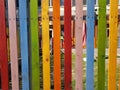 Multicolor wooden fence rainbow painted