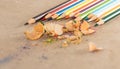 Wooden. Shavings. School. Draw. Pencil. Color. Art Royalty Free Stock Photo