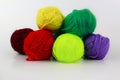 Multicolor yarn on white background