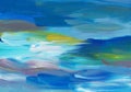 Multicolored abstract background painting, blue, white, yellow, beige texture. Oil artistic brush strokes Royalty Free Stock Photo