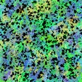 Multicolored abstract painted pattern with blue and green spots, blots, smudges, strokes and stains