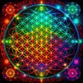 Multicolored abstraction, flower of life.