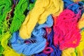 Multicolored acrylic yarn background