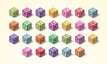 Multicolored Alphabet or ABC Kid Blocks Font in Isometric Style, from A to Z