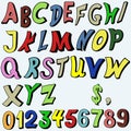 Multicolored alphabet in cartoon style