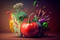 Multicolored antioxidant-rich foods. Concept of detoxifying vegetables. Generative AI