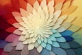 Multicolored array of paper flowers, AI-generated.