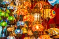 Multicolored authentic lamps Grand Bazaar in Istanbul Royalty Free Stock Photo