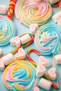 Multicolored background made of various colorful candies. Space for text, party, candy bar, childhood, birthday concept Royalty Free Stock Photo