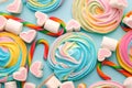 Multicolored background made of various colorful candies. Space for text, party, candy bar, childhood, birthday concept Royalty Free Stock Photo