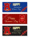 Multicolored backgrounds for Women& x27;s Day. Happy International Women& x27;s Day banner set