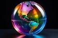 Multicolored ball with the colors of the LGBT community. World globe