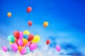 Multicolored balloons in the city festival. Royalty Free Stock Photo