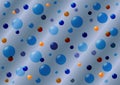 Multicolored balloons on a gray-blue wavy background. Abstract background with balls. 3D Royalty Free Stock Photo