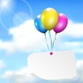 Multicolored balloons with paper card