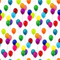 Multicolored balloons on a white background, seamless pattern. Royalty Free Stock Photo