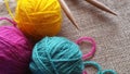 Multicolored balls of yarn for knitting and crochet Royalty Free Stock Photo
