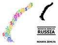 Vector Mosaic Map of Novaya Zemlya Islands of Bank and Commercial Icons