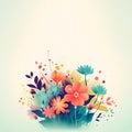 Multicolored beautiful field flowers. Delicate colorful flowers in bloom in spring or in summer. Generative AI