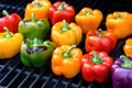 multicolored bell peppers with grill scorer marks