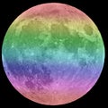 Multicolored Big moon on black sky