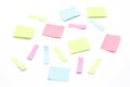 Multicolored blank paper stickers of different colors on a white background Royalty Free Stock Photo