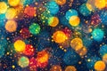 Multicolored bokeh lights create an abstract pattern against a dark background Royalty Free Stock Photo