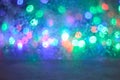 Multicolored bokeh lights garland. Defocus background beautiful pastel colors, violet, green,pink. Holiday concept, Christmas, New Royalty Free Stock Photo