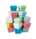 Multicolored boxes on a white background