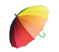 Multicolored bright beautiful umbrella on white background