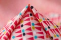 Multicolored bright cotton fabric with geometric shapes and figures Royalty Free Stock Photo