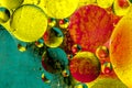 Multicolored bubbles similar to molecules and planets in space