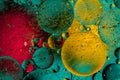 Multicolored bubbles similar to molecules and planets in space