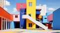 Multicolored Building With Staircase in Front Royalty Free Stock Photo