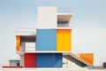 A multicolored building with a staircase leading up to it Royalty Free Stock Photo